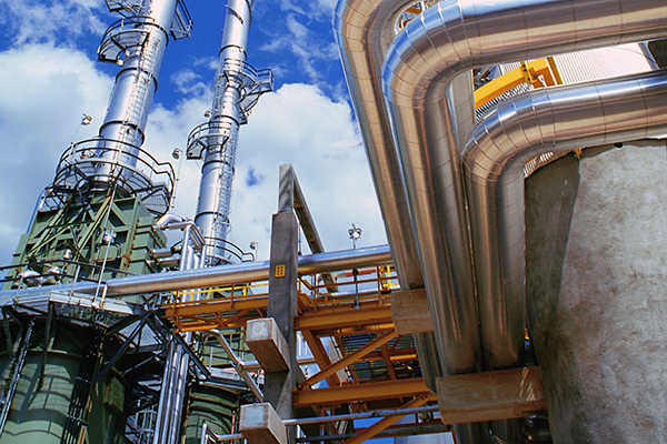 Chemical plant with blue skies