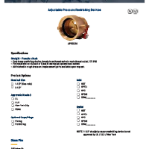 Dixon® Fire Submittal Sheet- Adjustable Pressure Restricting Devices
