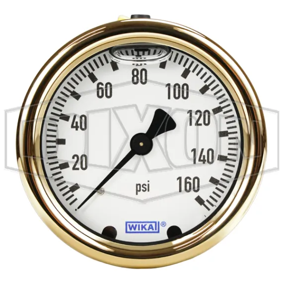 Brass Liquid Filled Center Back Mount Gauge