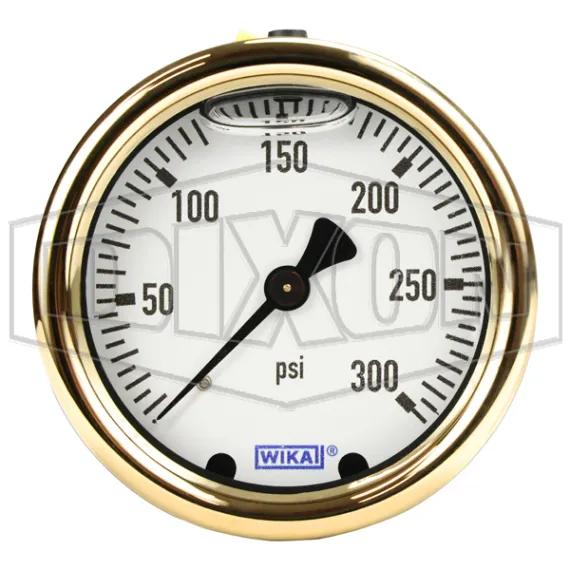 Brass Liquid Filled Center Back Mount Gauge