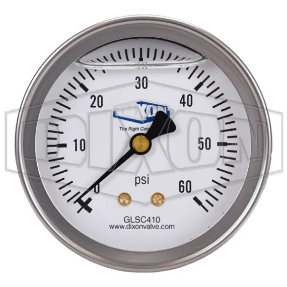 Liquid Filled Center Back Mount Stainless Case Gauge