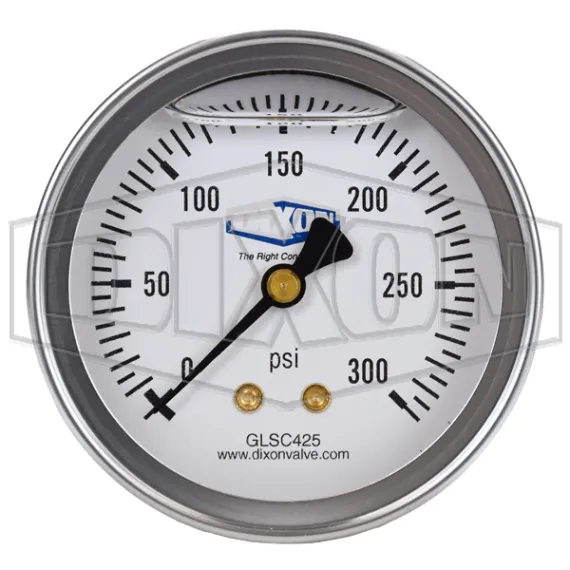 Liquid Filled Center Back Mount Stainless Case Gauge