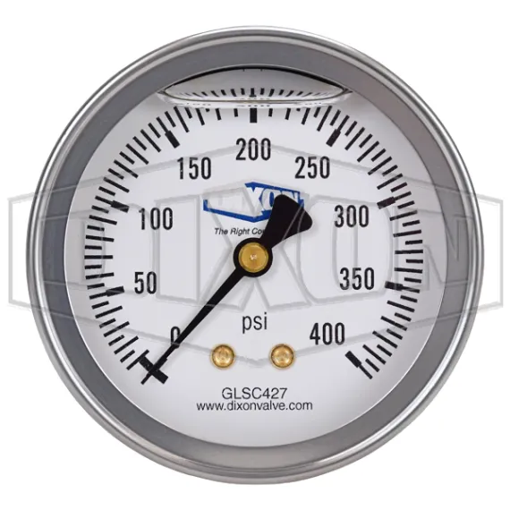 Liquid Filled Center Back Mount Stainless Case Gauge