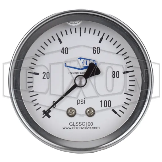 Stainless Liquid Filled Center Back Mount Gauge