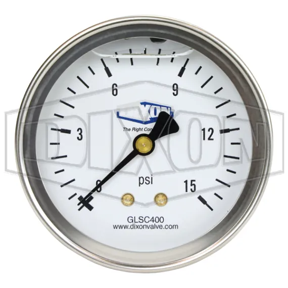 Liquid Filled Center Back Mount Stainless Case Gauge