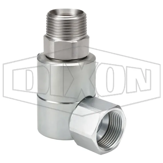 Super Swivels® Male NPTF x Female JIC 37° 90° Elbow Inline Swivel