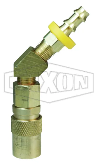 CM-Series Industrial Mold Valved Coupler 45° Push-Loc Barb
