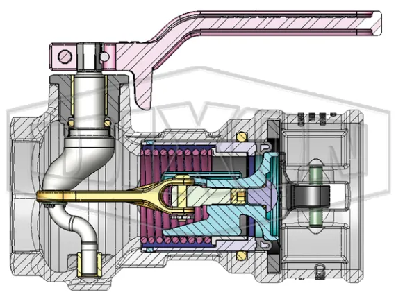 cam and groove style dry disconnect cad cutaway
