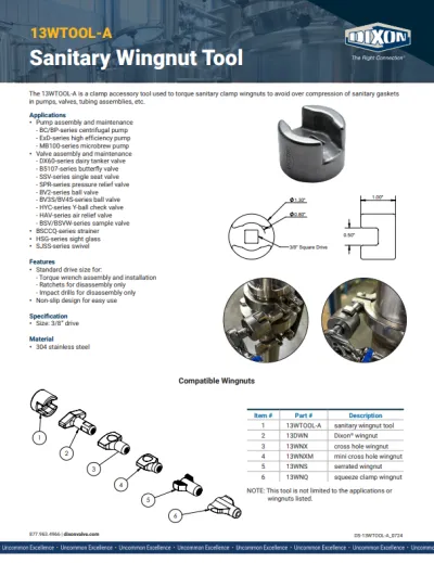 13WTOOL-A Sanitary Wingnut Tool
