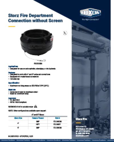 Storz Fire Department Connection without Screen