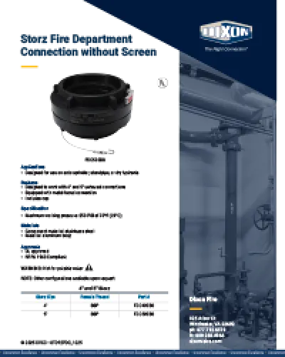 Storz Fire Department Connection without Screen