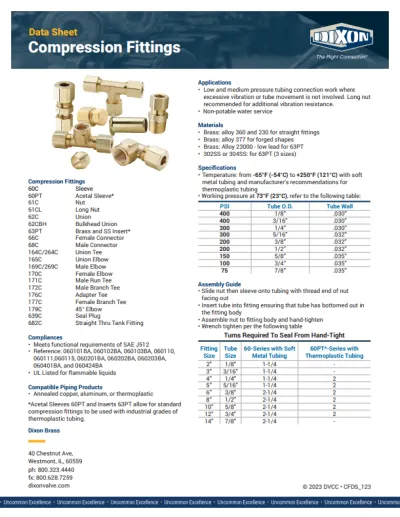 Data Sheet: Compression Fittings