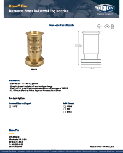 Dixon® Fire Submittal Sheet- Domestic Rack Nozzle