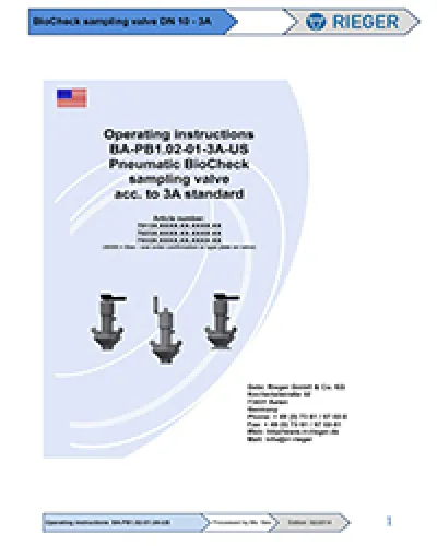 Pneumatic BioCheck Sampling Valve Instructions and Operation